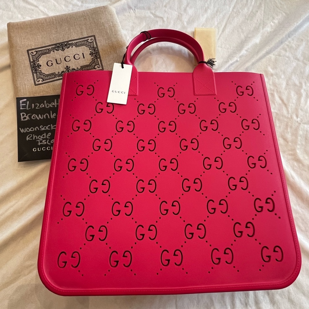 Gucci Kids supreme GG rubber tote bag 
Raspberry pink. Brand new w/ receipt